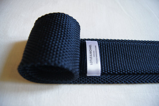 Silk Knit Tie-Indigo