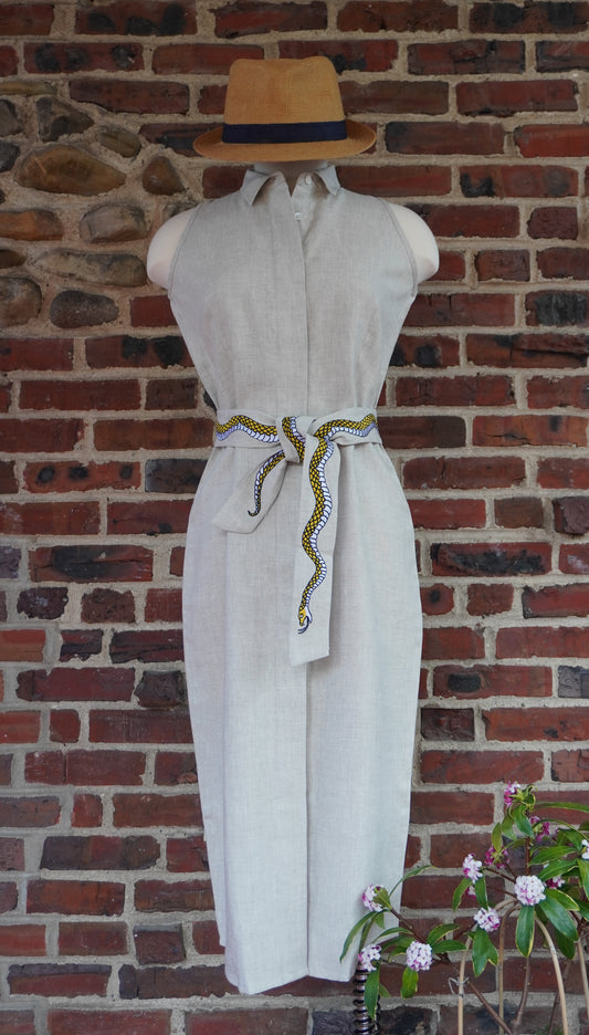 Snake on A Lake-Lotus’ Sleeveless Shirtdress